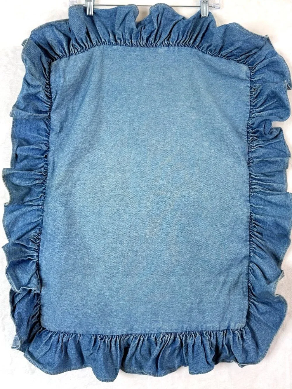 Ralph Lauren Boho Americana Cottage Heavyweight Denim Ruffle Throw Pillow Case